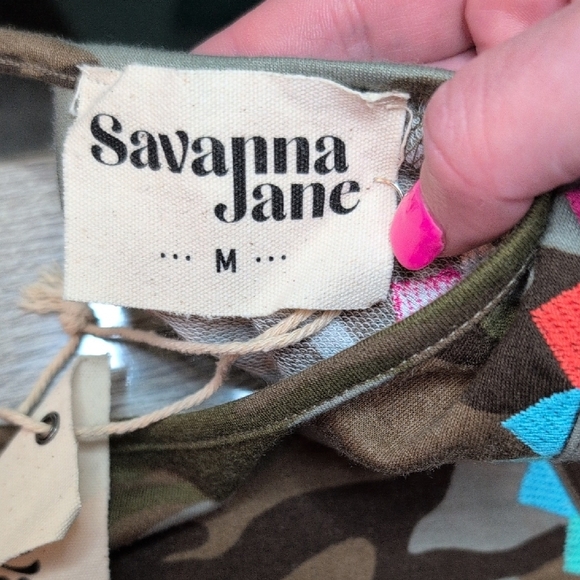 Savanna Jane Green and Brown Camouflage Tank Top Relaxed Fit - Picture 7 of 8